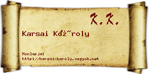 Karsai Károly névjegykártya