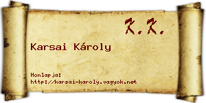 Karsai Károly névjegykártya